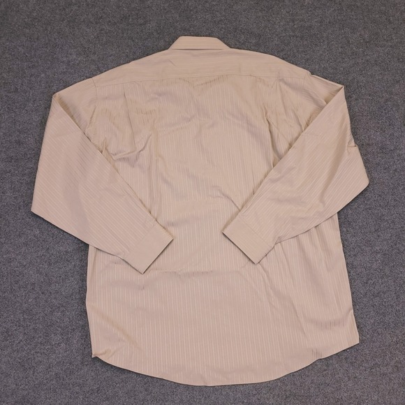 NWT Pronto Uomo Shirt Dress Shirt 18.5 36/37 Button Up Khaki Brown Tonal Stripe - Picture 3 of 16